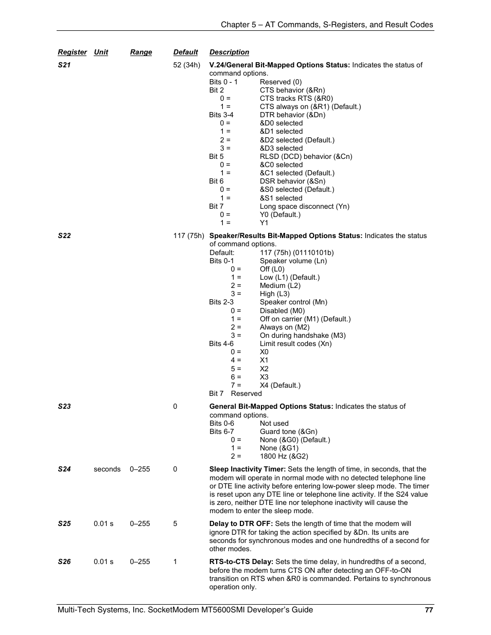 Multi-Tech Systems MT5600SMI-34 User Manual | Page 77 / 134