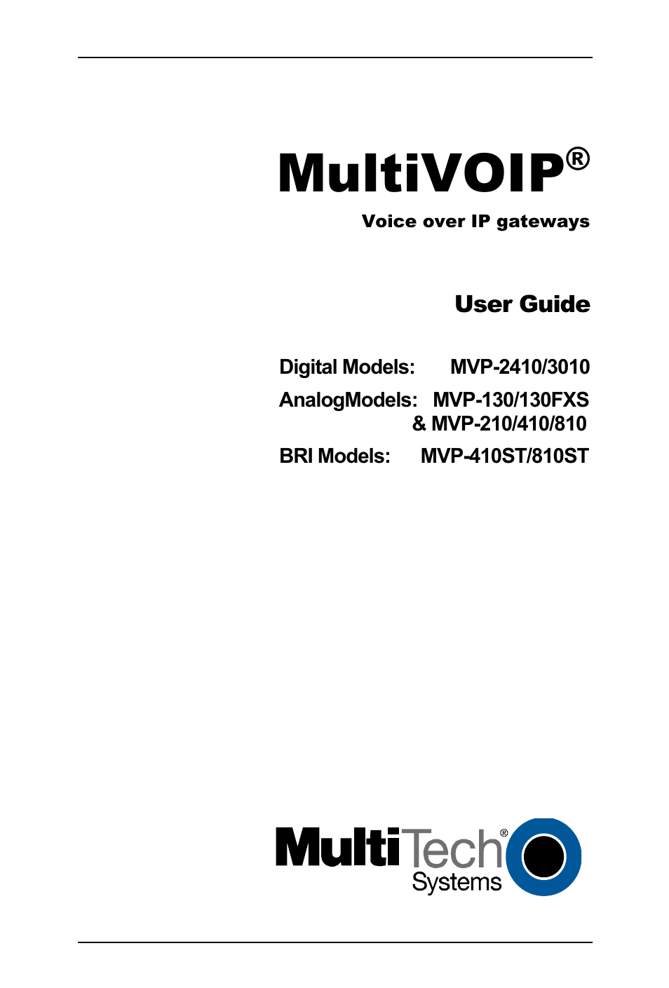 Multi-Tech Systems MULTIVOIP MVP-410ST/810ST User Manual | 559 pages