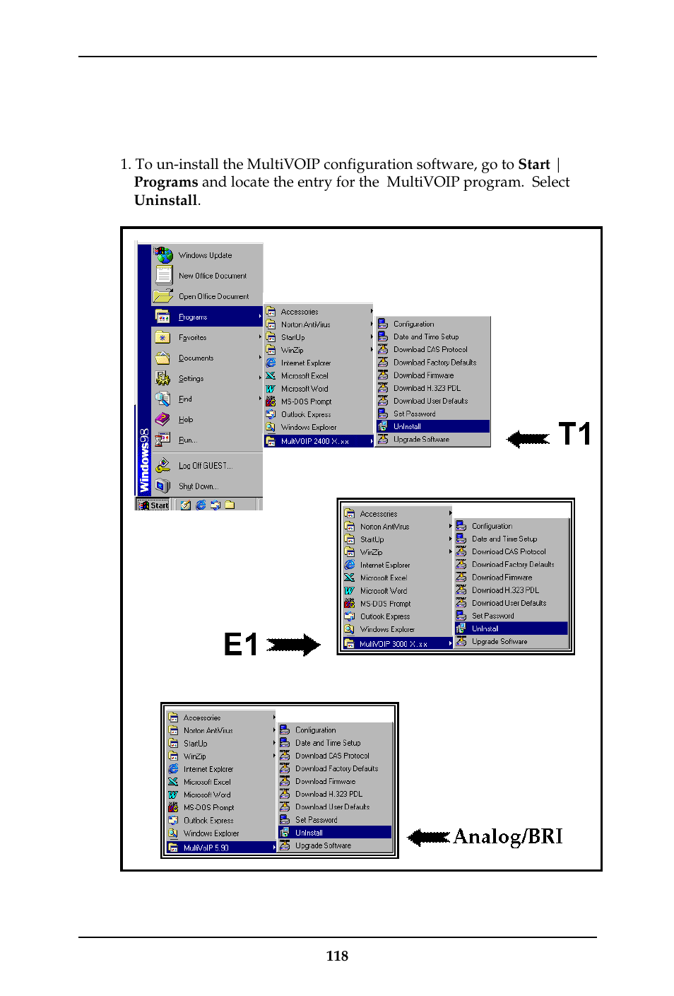 Un-installing the multivoip configuration software | Multi-Tech Systems MULTIVOIP MVP-410ST/810ST User Manual | Page 118 / 559