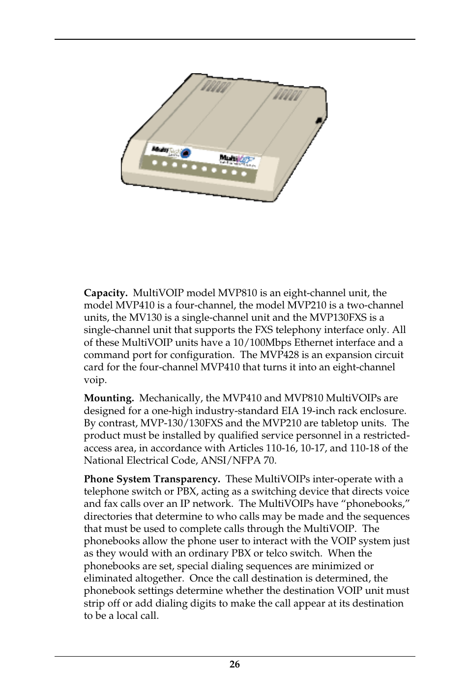 Multi-Tech Systems MULTIVOIP MVP-410ST/810ST User Manual | Page 26 / 559