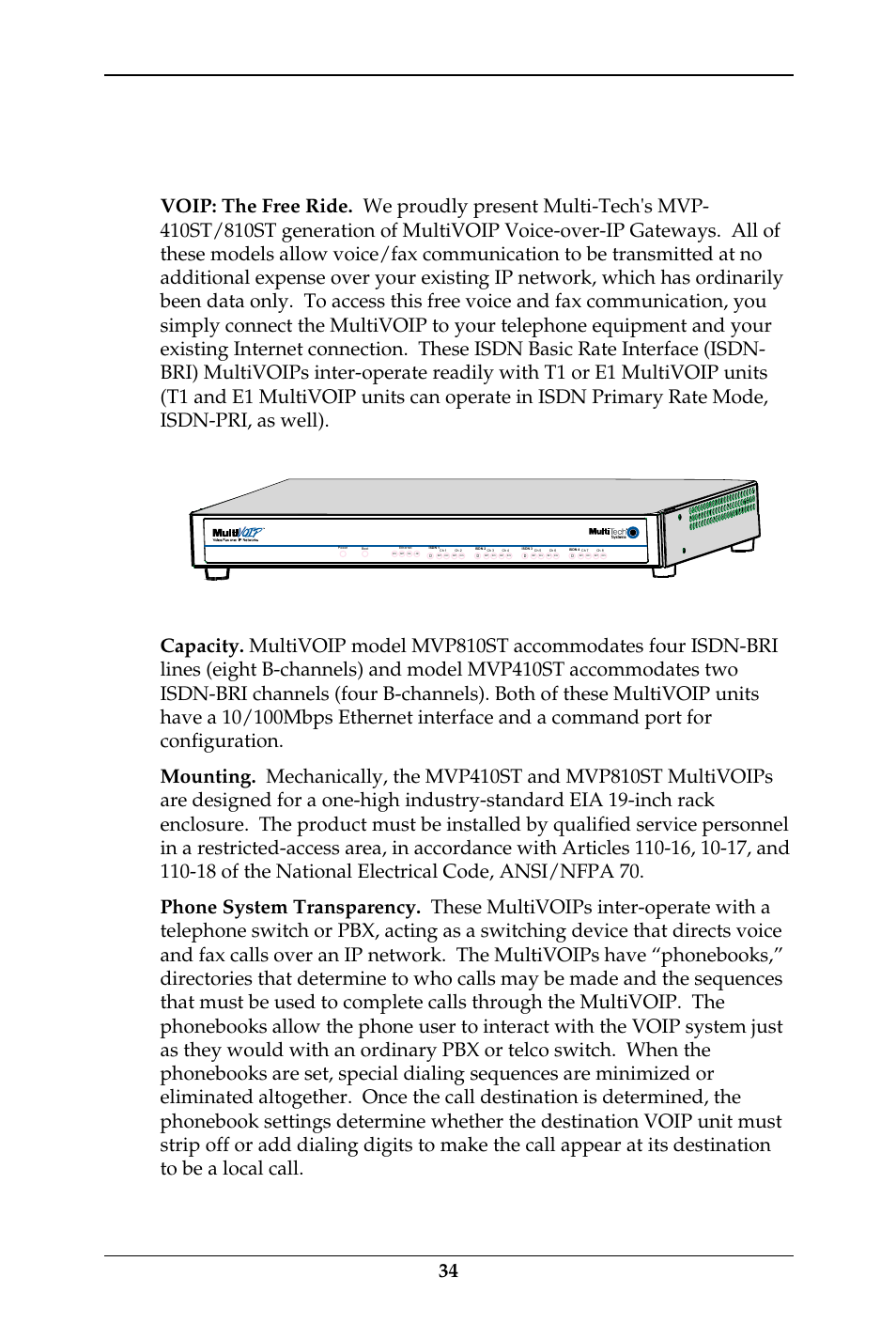 Overview multivoip user guide 34 | Multi-Tech Systems MULTIVOIP MVP-410ST/810ST User Manual | Page 34 / 559