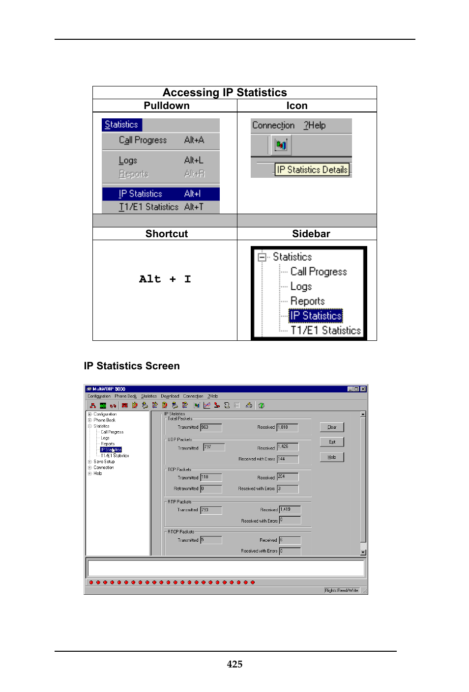 About ip statistics, Alt + i | Multi-Tech Systems MULTIVOIP MVP-410ST/810ST User Manual | Page 425 / 559