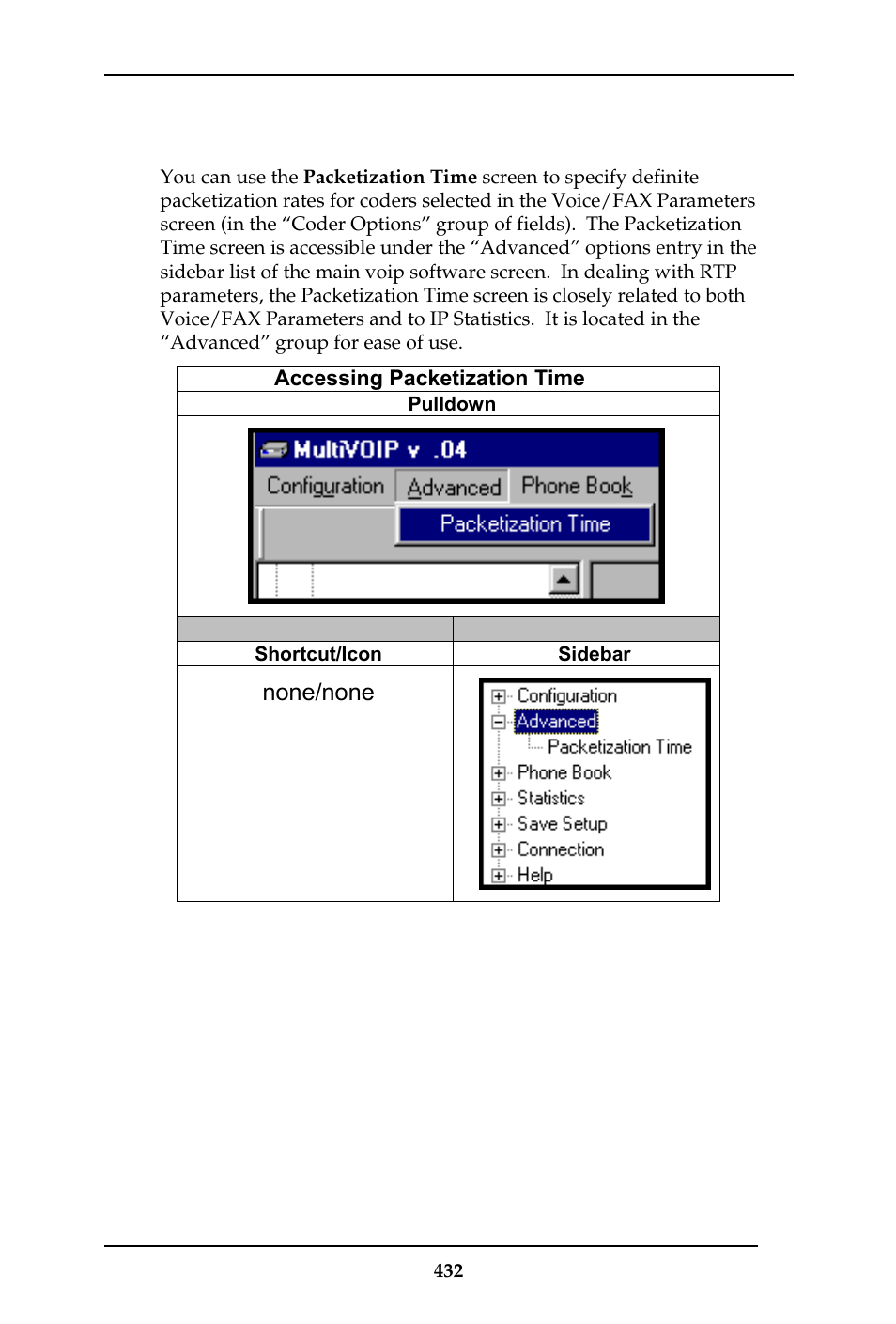 About packetization time, None/none | Multi-Tech Systems MULTIVOIP MVP-410ST/810ST User Manual | Page 432 / 559