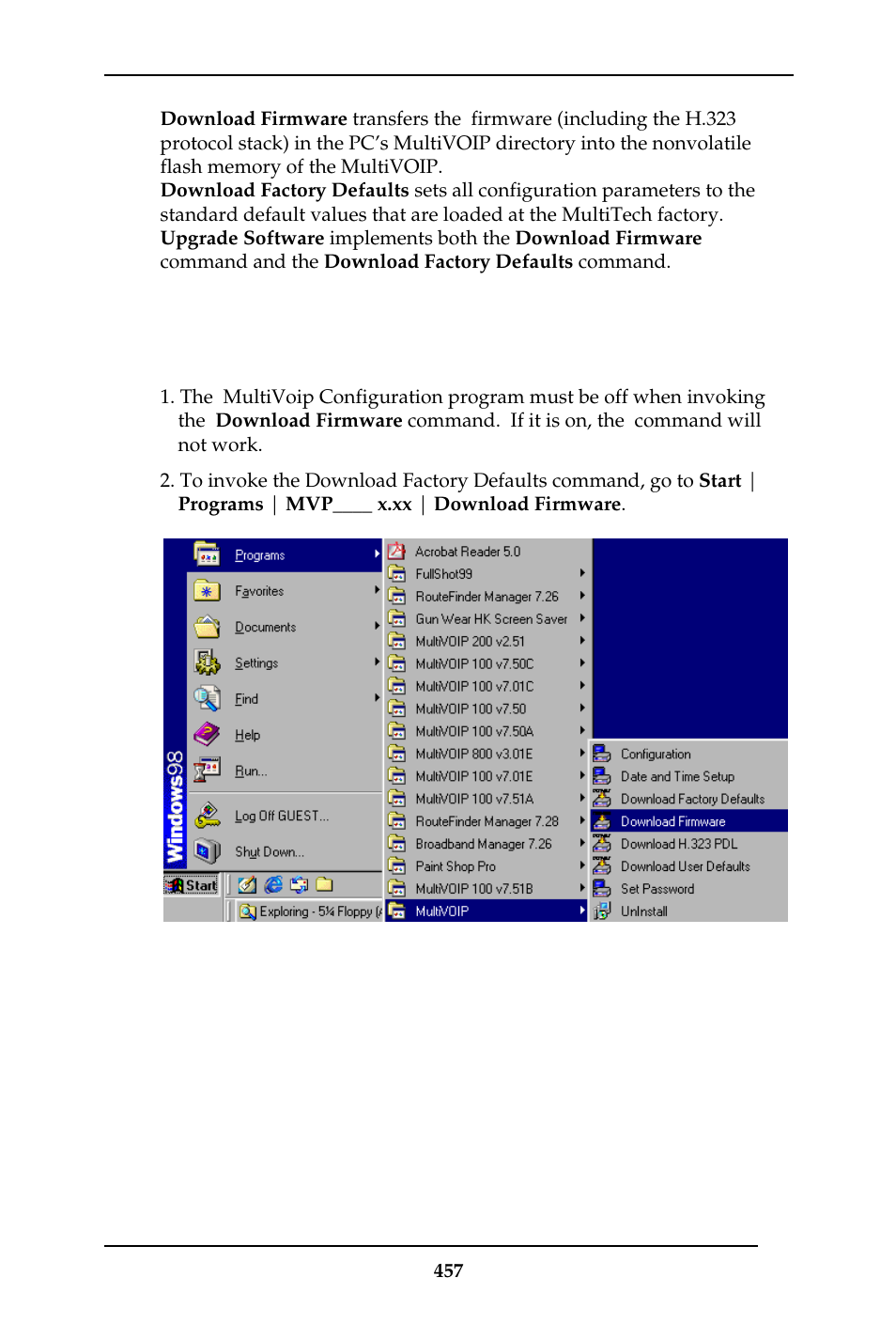 Downloading firmware | Multi-Tech Systems MULTIVOIP MVP-410ST/810ST User Manual | Page 457 / 559