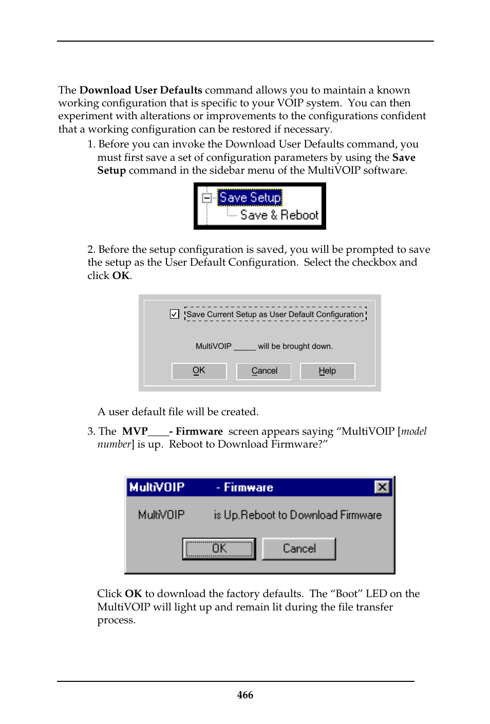 Setting and downloading user defaults | Multi-Tech Systems MULTIVOIP MVP-410ST/810ST User Manual | Page 466 / 559