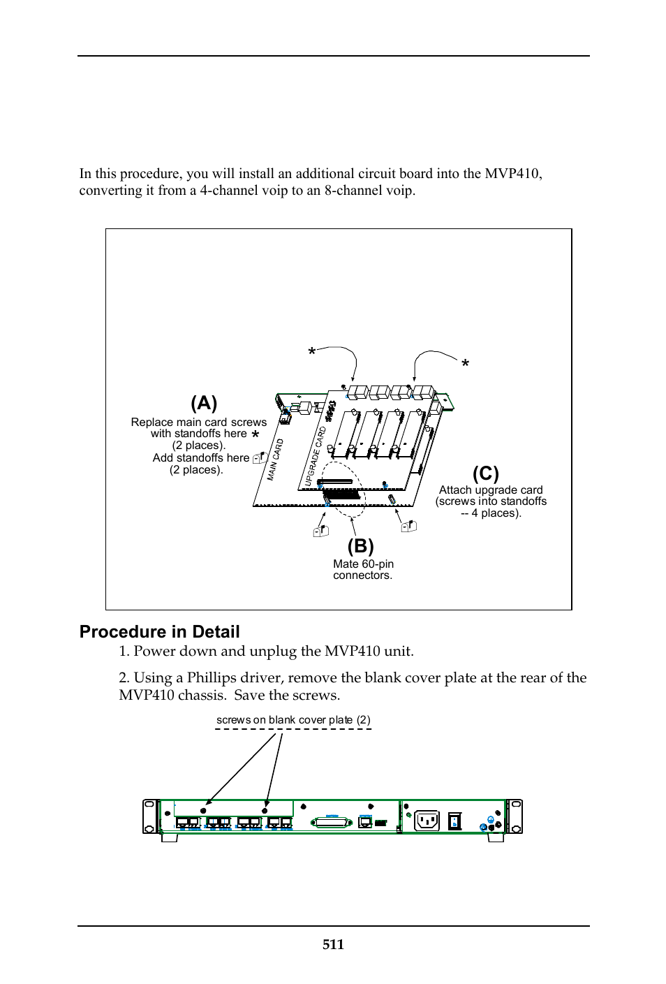 Installation instructions for mvp428 upgrade card, Procedure in detail, Summary | Multi-Tech Systems MULTIVOIP MVP-410ST/810ST User Manual | Page 511 / 559