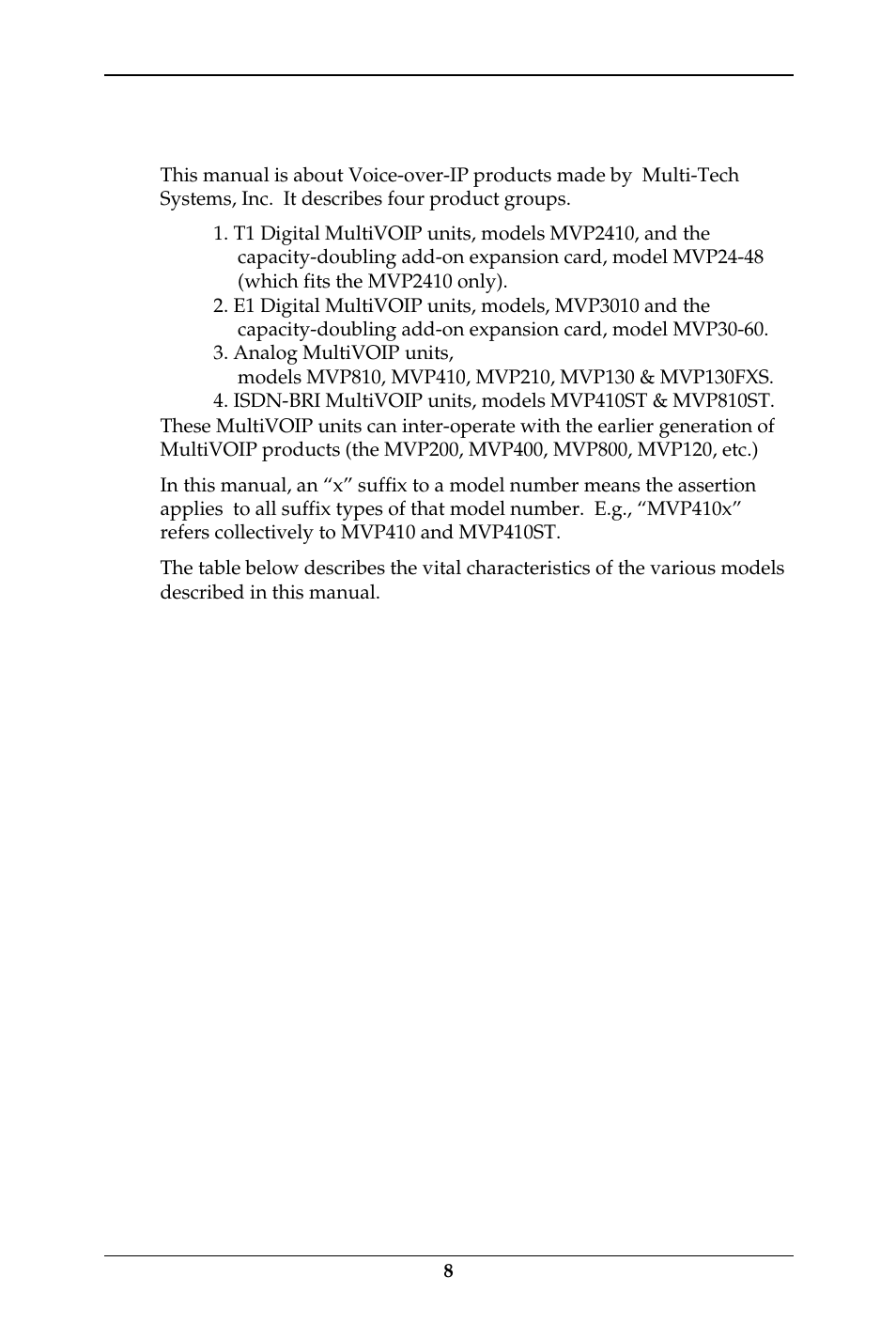 About this manual | Multi-Tech Systems MULTIVOIP MVP-410ST/810ST User Manual | Page 8 / 559