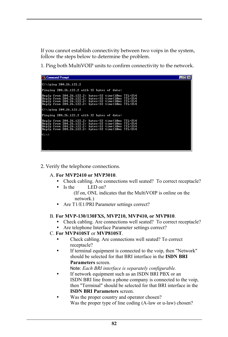 Troubleshooting, Ooting | Multi-Tech Systems MULTIVOIP MVP-410ST/810ST User Manual | Page 82 / 559