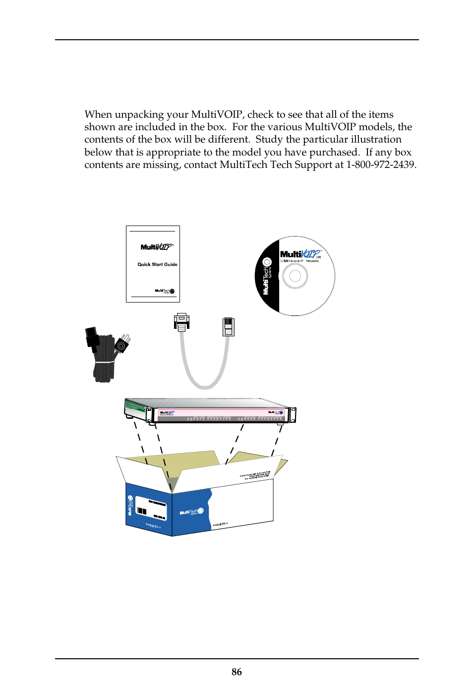 Unpacking your multivoip, Unpacking the mvp2410/3010 | Multi-Tech Systems MULTIVOIP MVP-410ST/810ST User Manual | Page 86 / 559