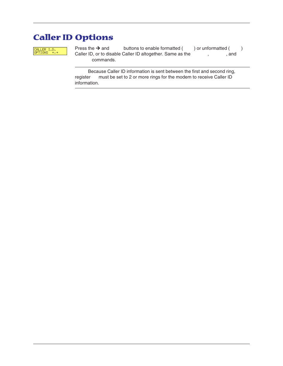 Caller id options | Multi-Tech Systems MT5600BL-V.90 User Manual | Page 28 / 66