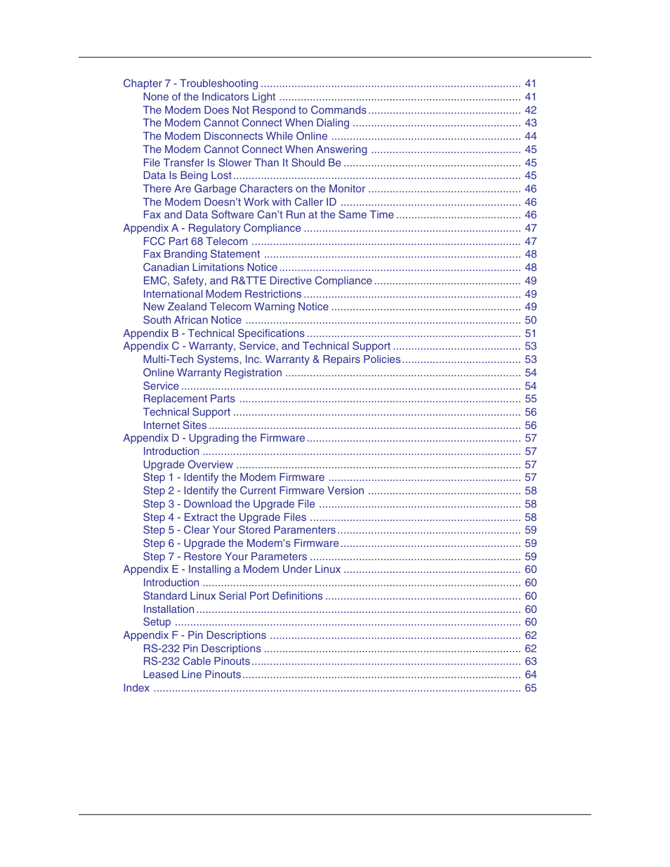 Multi-Tech Systems MT5600BL-V.90 User Manual | Page 4 / 66