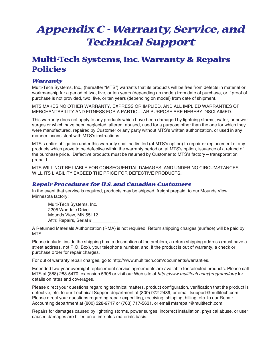 Appendix | Multi-Tech Systems MT5600BL-V.90 User Manual | Page 53 / 66