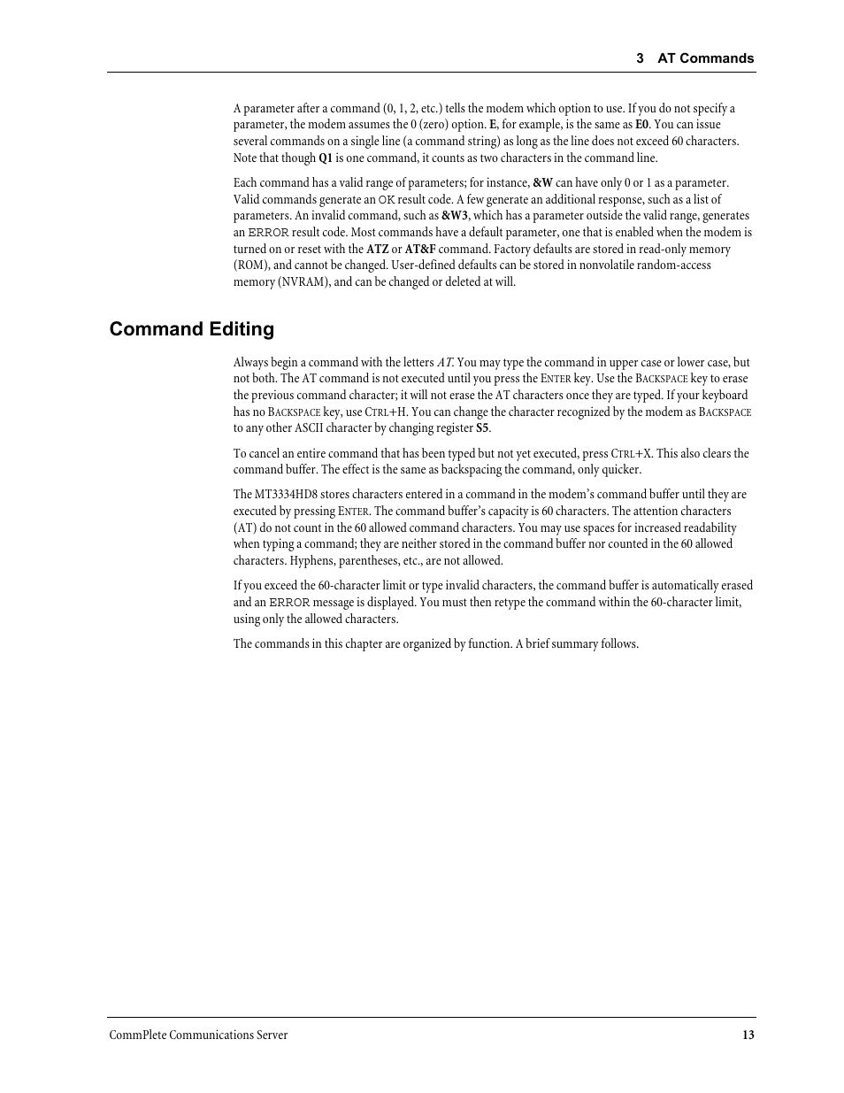 Command editing | Multi-Tech Systems MT3334HD8 User Manual | Page 19 / 100