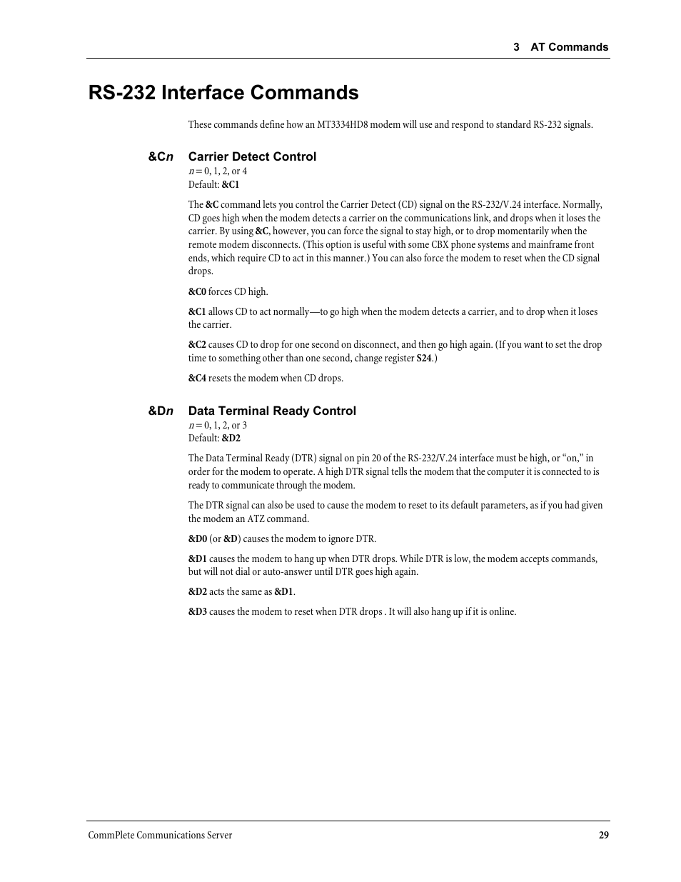 Rs-232 interface commands | Multi-Tech Systems MT3334HD8 User Manual | Page 35 / 100