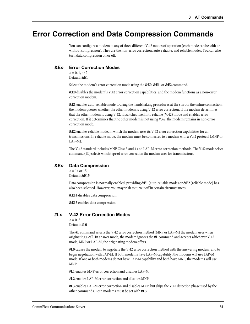 Error correction and data compression commands | Multi-Tech Systems MT3334HD8 User Manual | Page 37 / 100