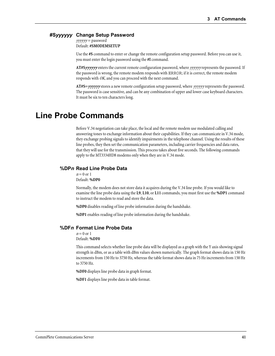 Line probe commands | Multi-Tech Systems MT3334HD8 User Manual | Page 47 / 100