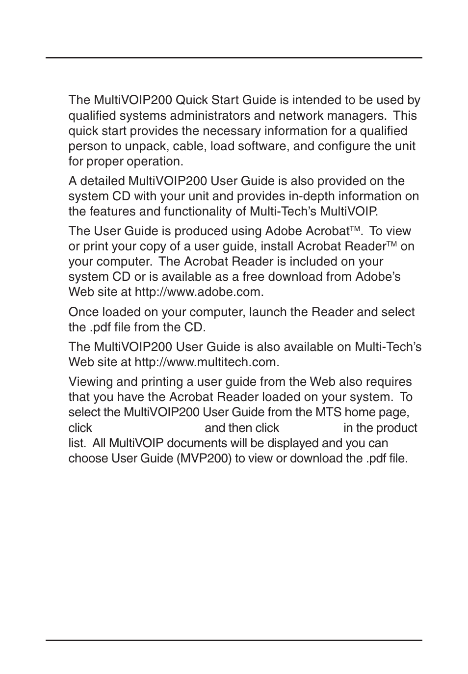 Related documentation | Multi-Tech Systems MVP200 User Manual | Page 5 / 44
