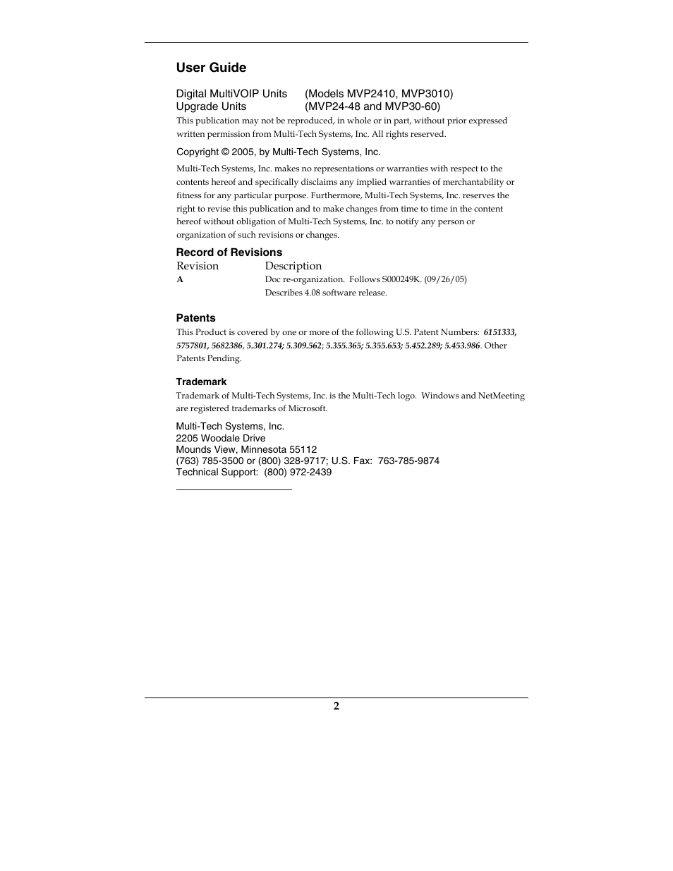 User guide | Multi-Tech Systems E1 User Manual | Page 2 / 395