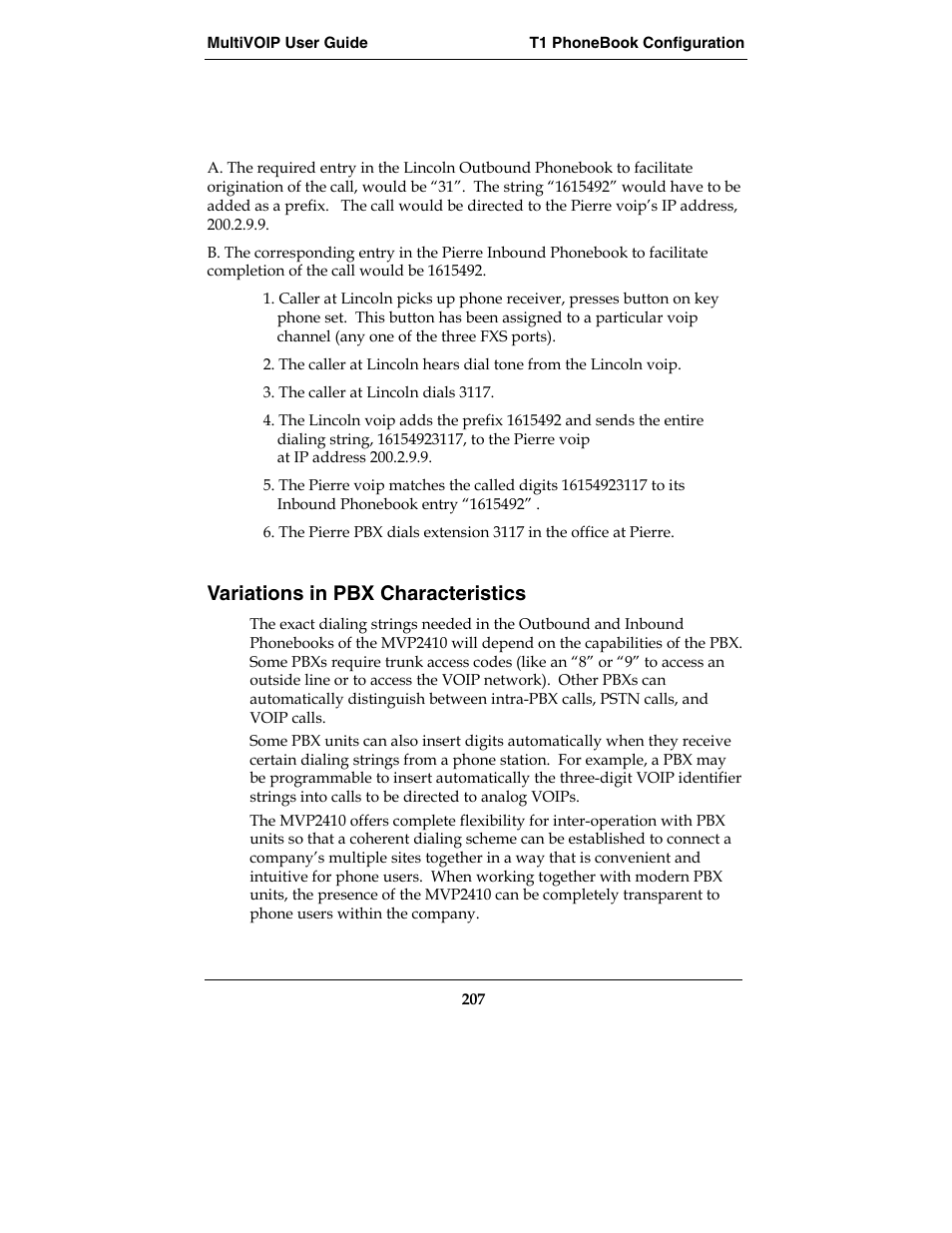 Variations in pbx characteristics | Multi-Tech Systems E1 User Manual | Page 207 / 395