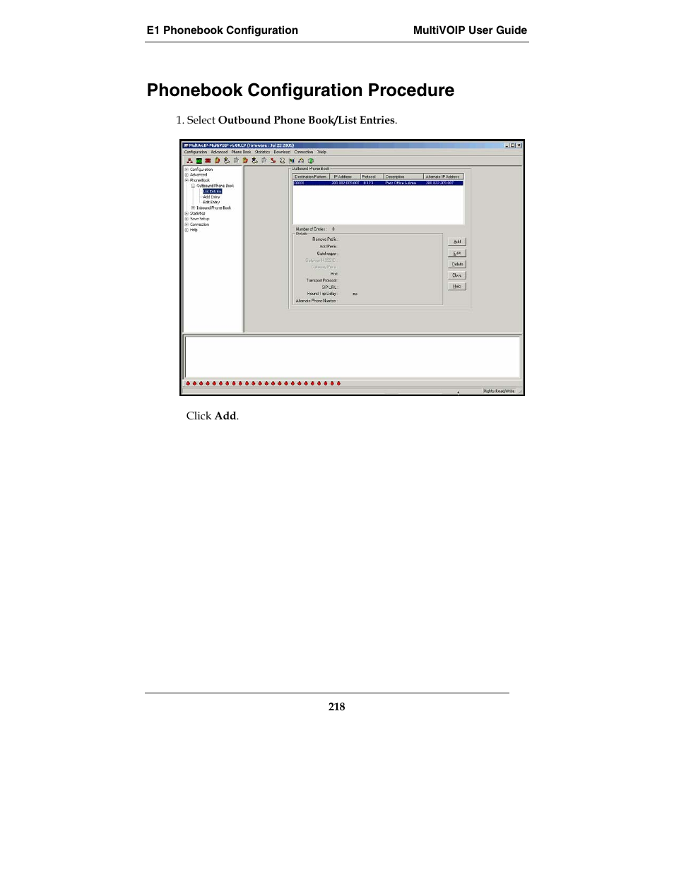 Phonebook configuration procedure | Multi-Tech Systems E1 User Manual | Page 218 / 395