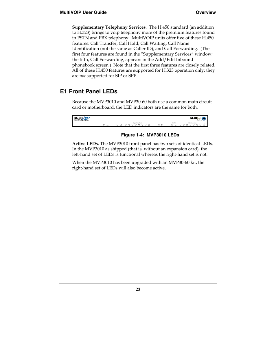 E1 front panel leds | Multi-Tech Systems E1 User Manual | Page 23 / 395