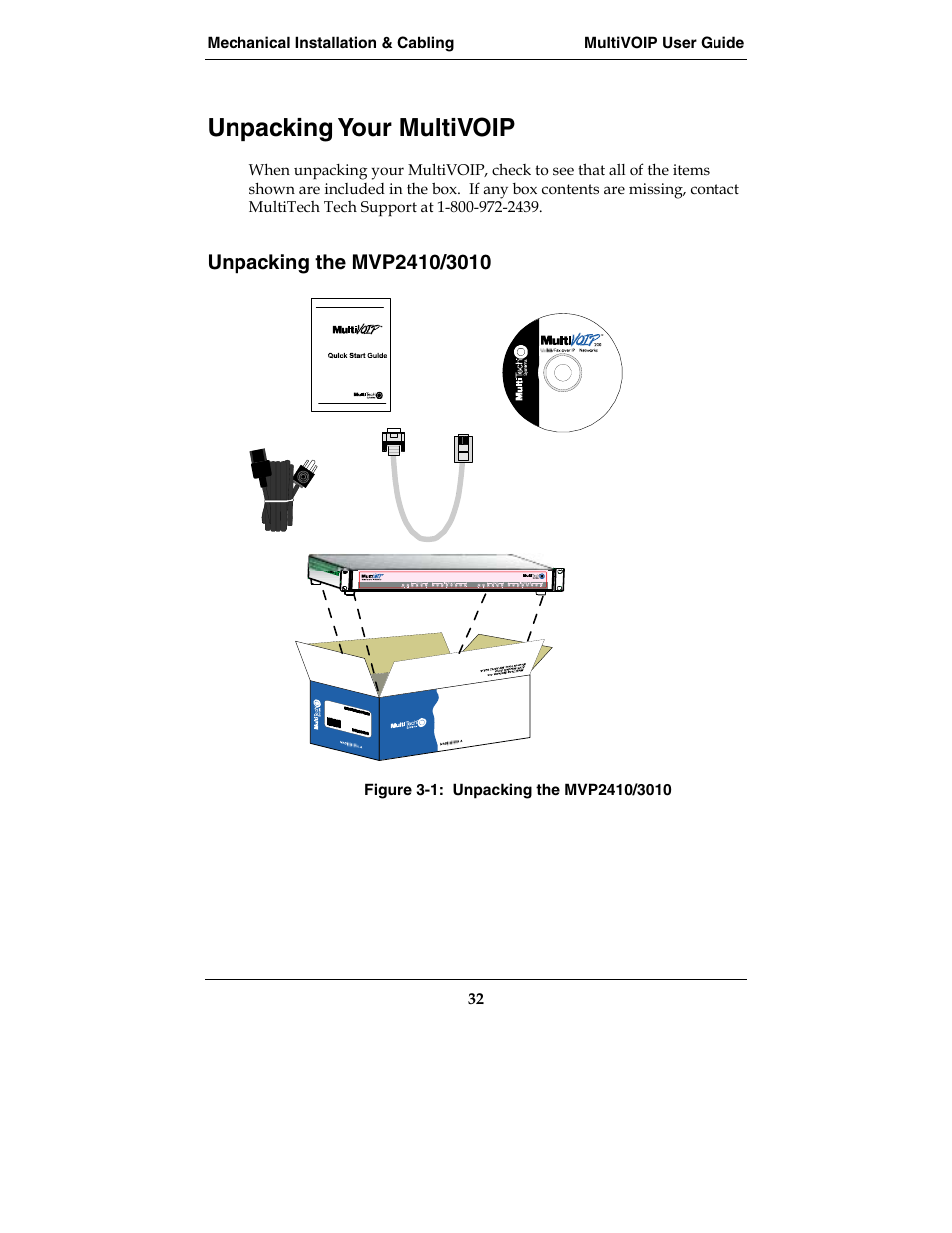 Unpacking your multivoip | Multi-Tech Systems E1 User Manual | Page 32 / 395