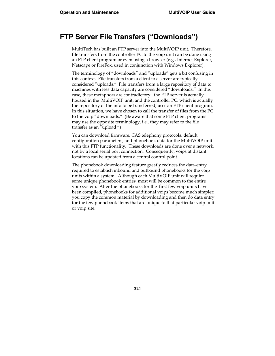 Ftp server file transfers (“downloads”) | Multi-Tech Systems E1 User Manual | Page 324 / 395
