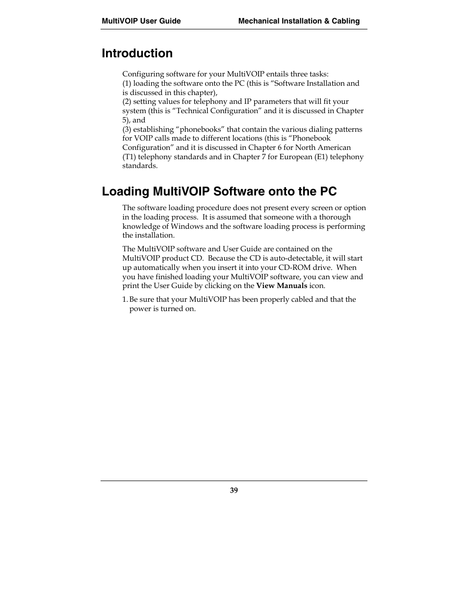 Introduction, Loading multivoip software onto the pc | Multi-Tech Systems E1 User Manual | Page 39 / 395