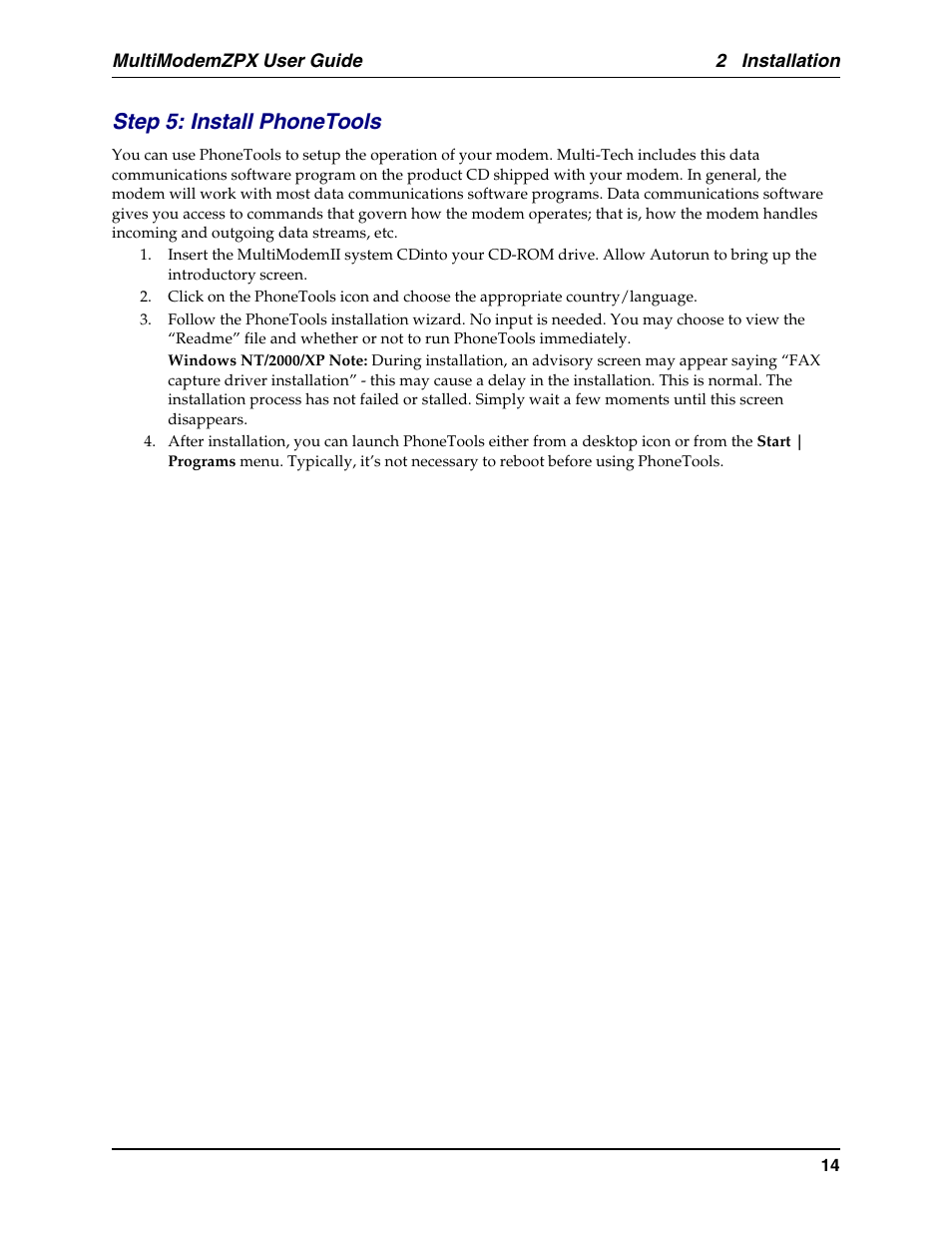 Step 5: install phonetools, Chapter 3 - remote configuration | Multi-Tech Systems MT5634ZPX-PCI-U-NV User Manual | Page 14 / 40