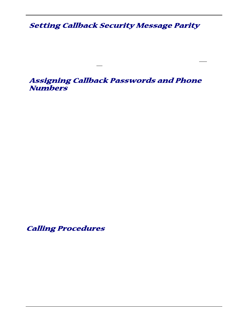 Setting callback security message parity, Assigning callback passwords and phone numbers, Calling procedures | Password-only callback | Multi-Tech Systems MT9234ZBA-V User Manual | Page 17 / 35