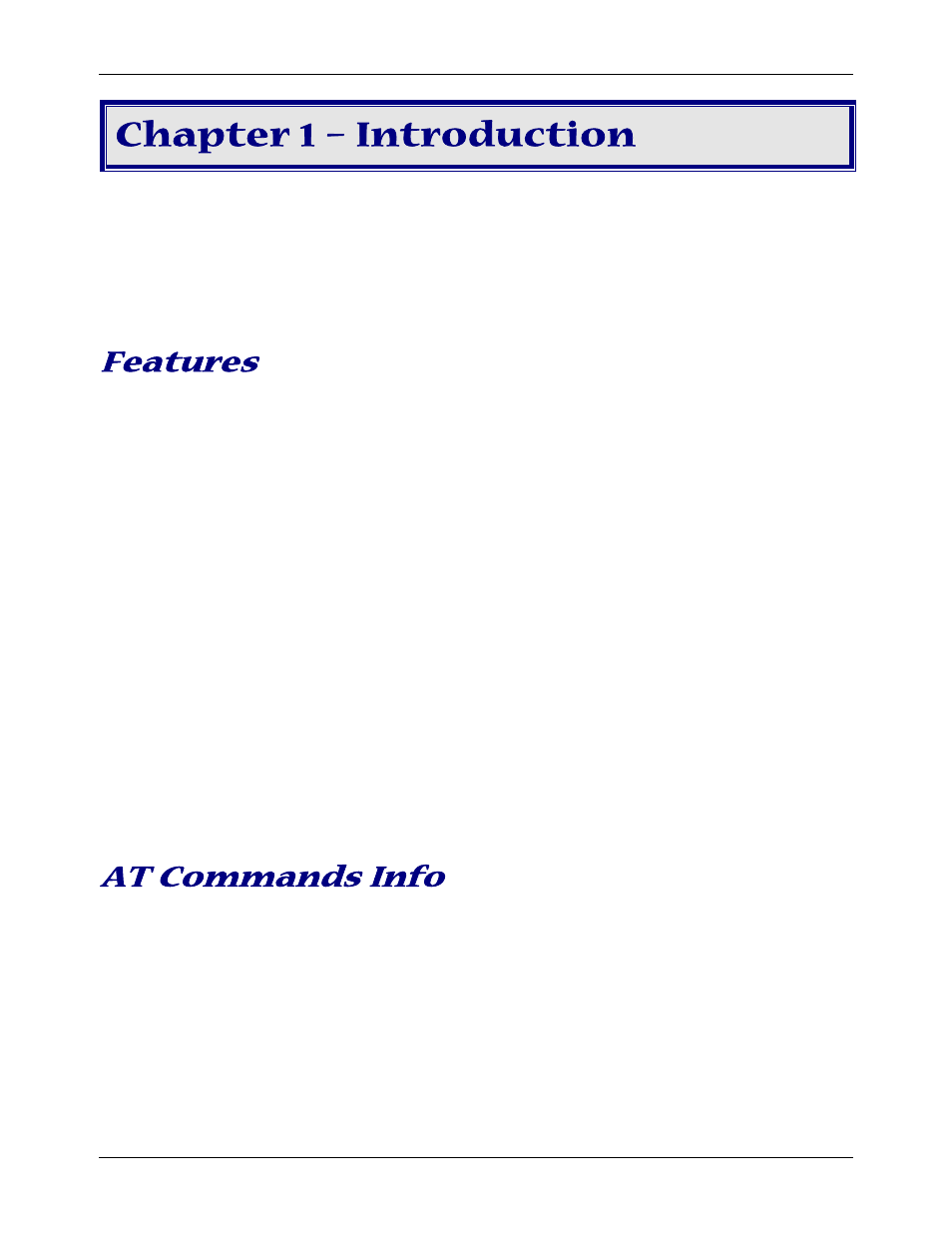 Chapter 1 – introduction, Features, At commands info | Multi-Tech Systems MT9234ZBA-V User Manual | Page 5 / 35