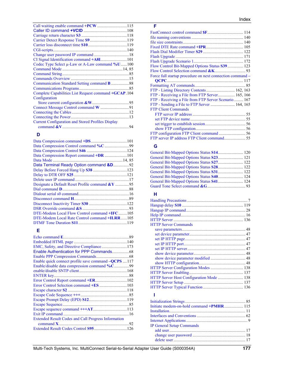 Multi-Tech Systems MTS2SA-T User Manual | Page 177 / 181