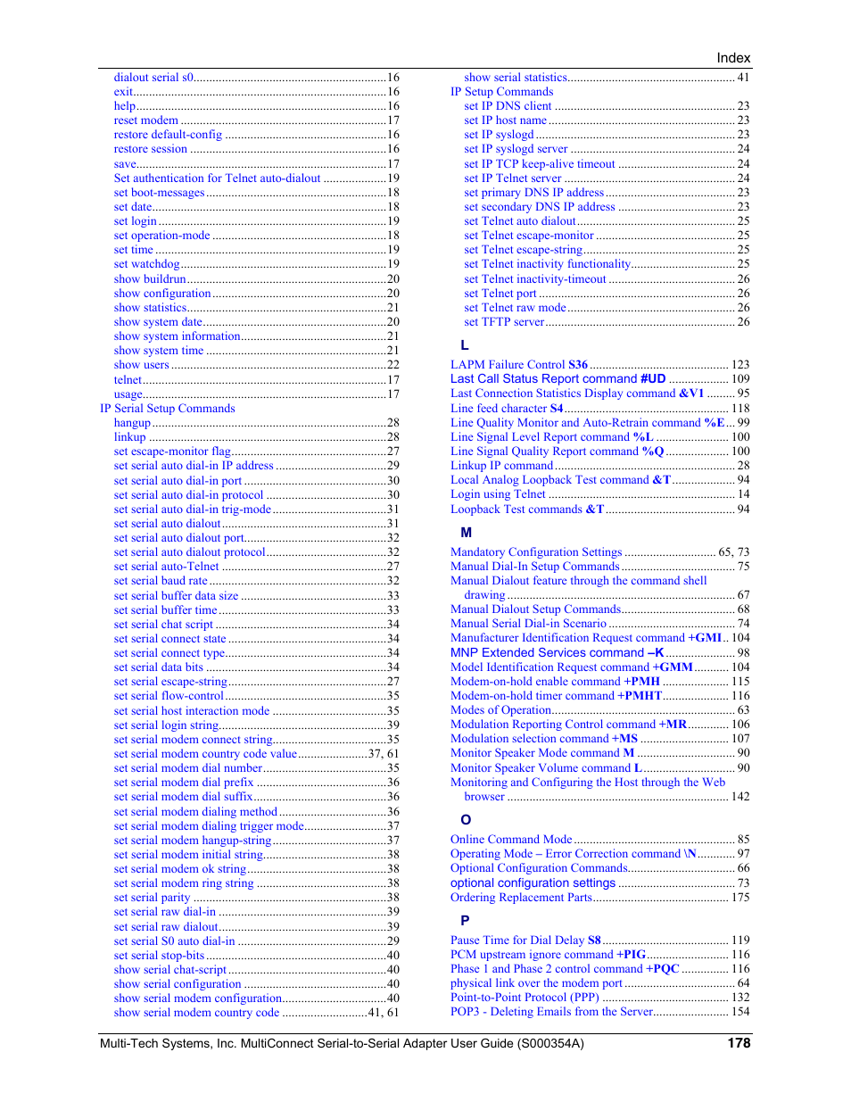 Multi-Tech Systems MTS2SA-T User Manual | Page 178 / 181
