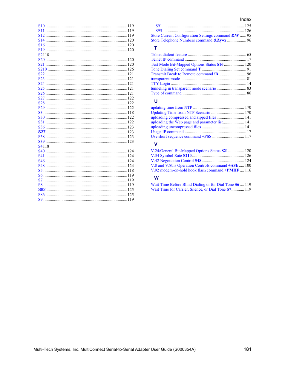 Multi-Tech Systems MTS2SA-T User Manual | Page 181 / 181