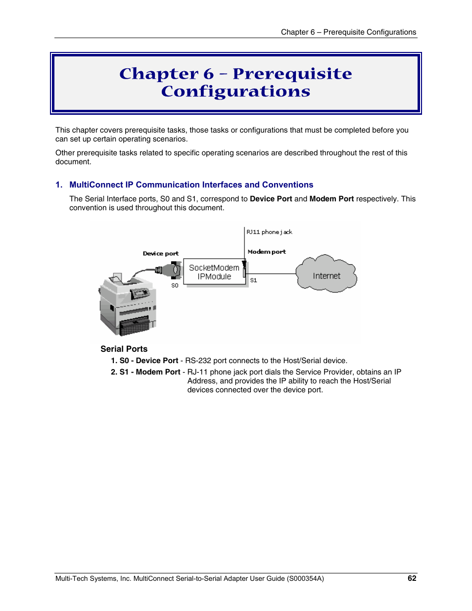 Chapter 6 – prerequisite configurations | Multi-Tech Systems MTS2SA-T User Manual | Page 62 / 181