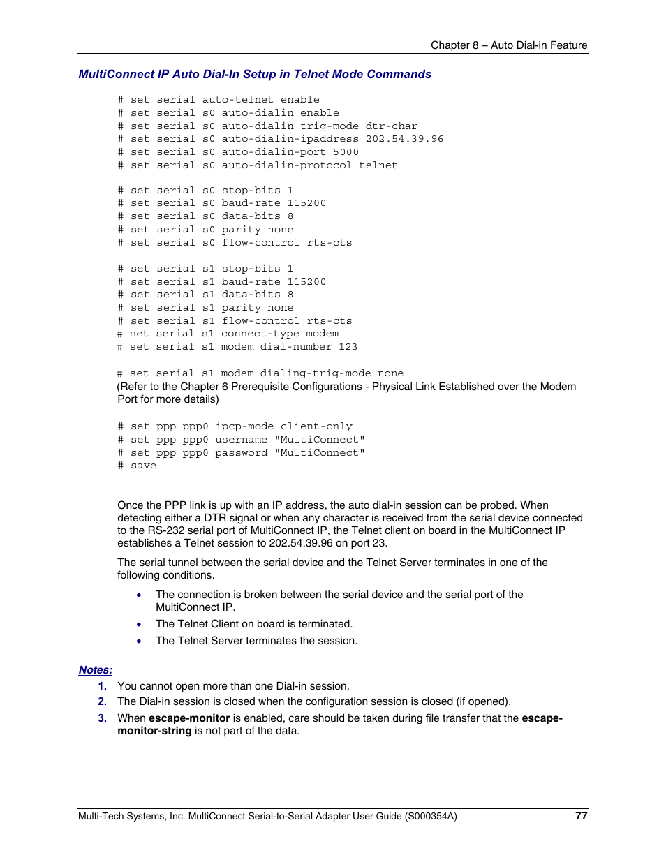 Multi-Tech Systems MTS2SA-T User Manual | Page 77 / 181