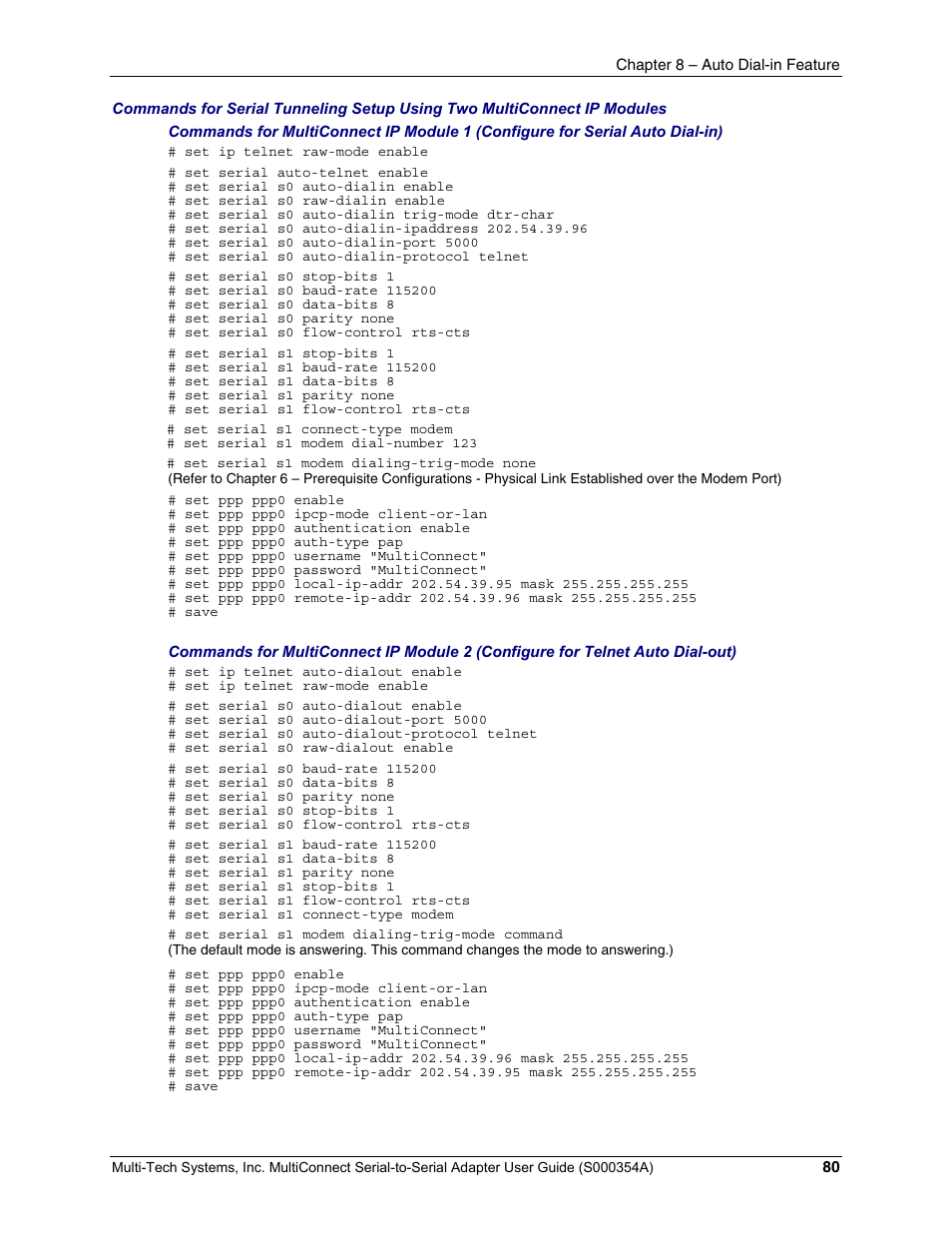 Multi-Tech Systems MTS2SA-T User Manual | Page 80 / 181