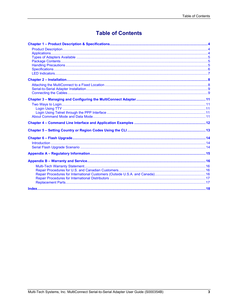 Multi-Tech Systems MultiConnect Adapter User Manual | Page 3 / 18