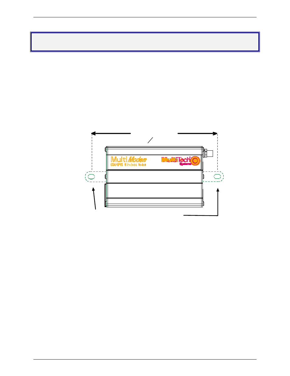 Chapter 2: installation, Mechanical mounting, Spacing of mounting screws | 125 mm or 4, Inches mounting bracket locations (2) | Multi-Tech Systems MTCBA-G-UF1 User Manual | Page 13 / 42
