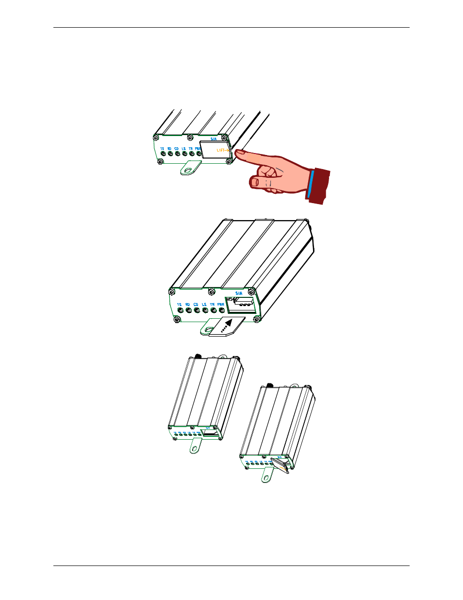 Inserting sim/r-uim card, Into holder, Gsm only) | Multi-Tech Systems MTCBA-G-UF1 User Manual | Page 15 / 42