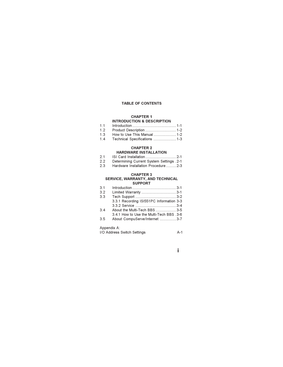 Multi-Tech Systems ISI551PC User Manual | Page 5 / 31