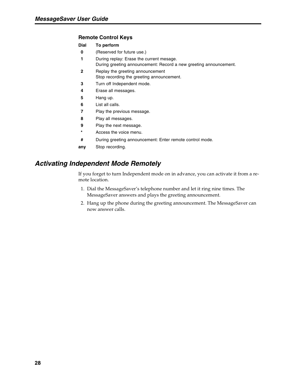 Activating independent mode remotely, Messagesaver user guide | Multi-Tech Systems MT5634MSV User Manual | Page 36 / 114
