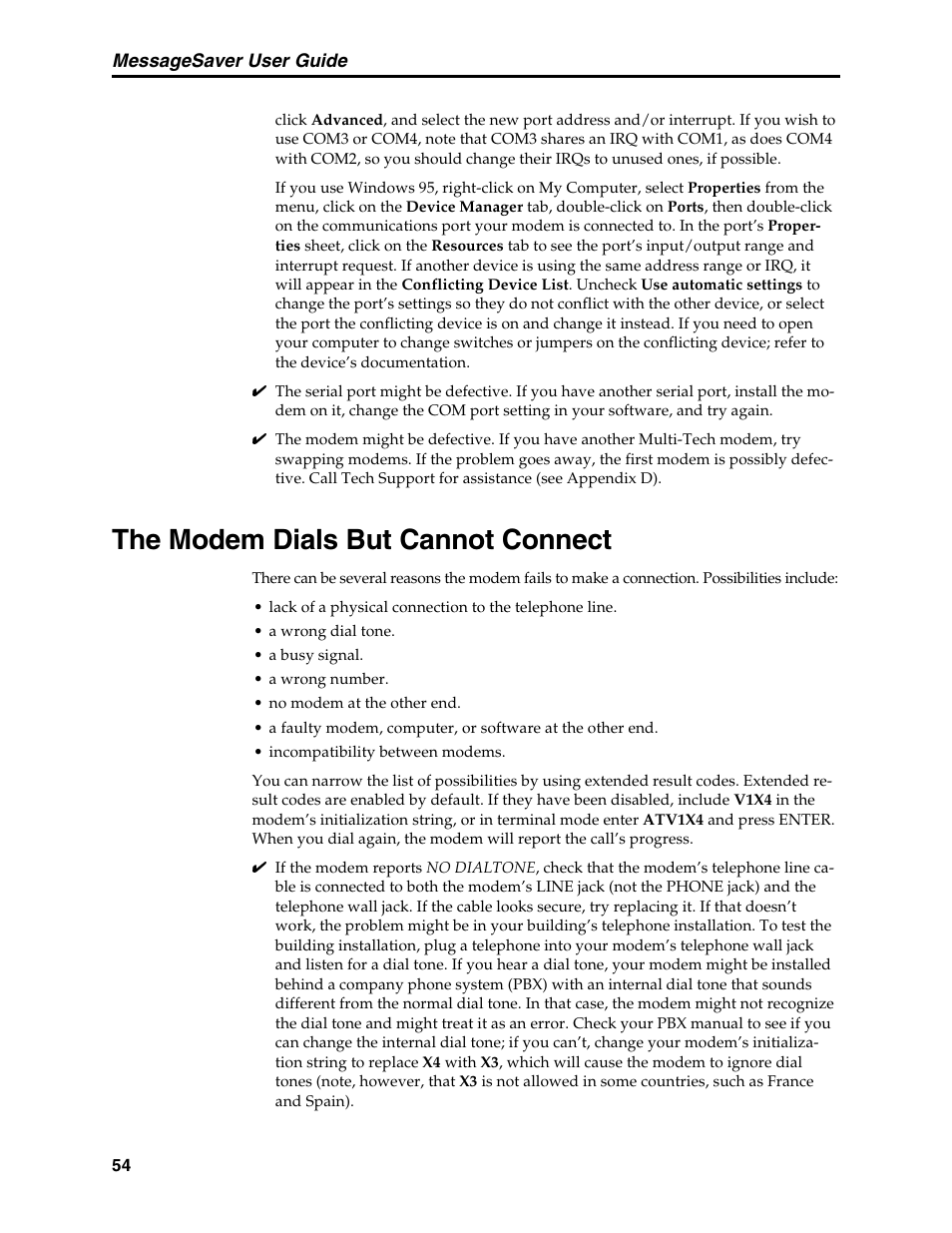 The modem dials but cannot connect, Line | Multi-Tech Systems MT5634MSV User Manual | Page 62 / 114