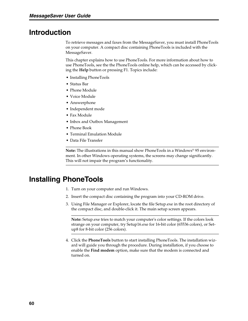 Chapter 7: phonetools, Introduction, Installing phonetools | Introduction installing phonetools | Multi-Tech Systems MT5634MSV User Manual | Page 68 / 114