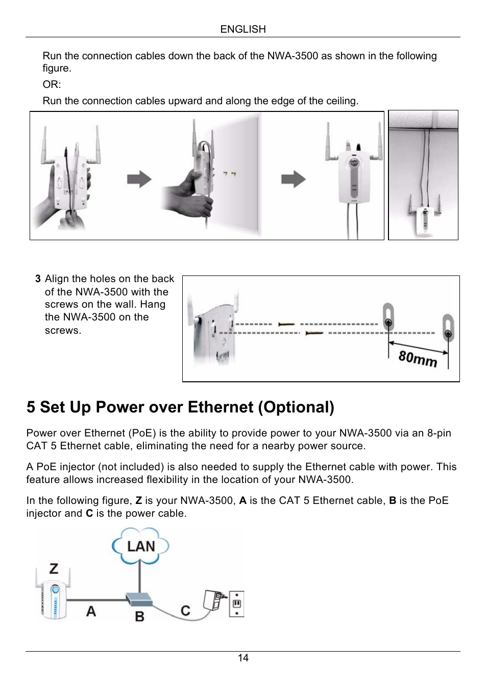 5 set up power over ethernet (optional) | Zyxel NWA-3500 User Manual | Page 14 / 130