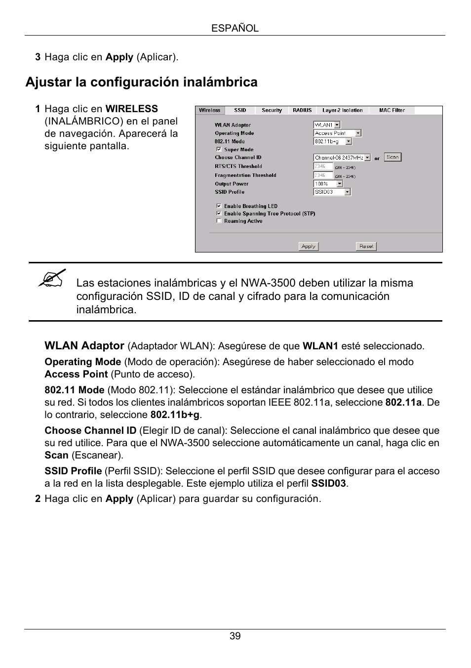 Zyxel NWA-3500 User Manual | Page 39 / 130