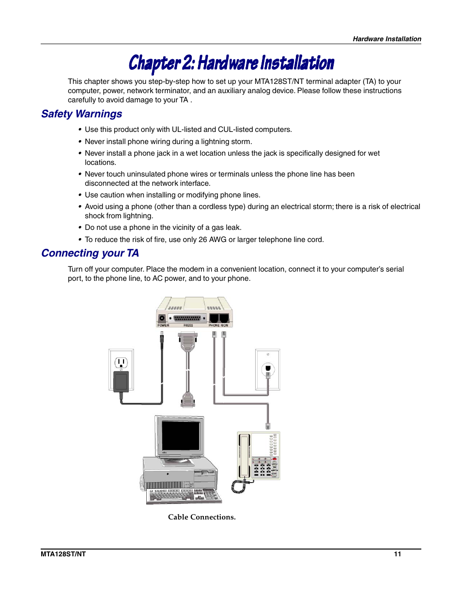 Multi-Tech Systems MTA128NT User Manual | Page 11 / 66