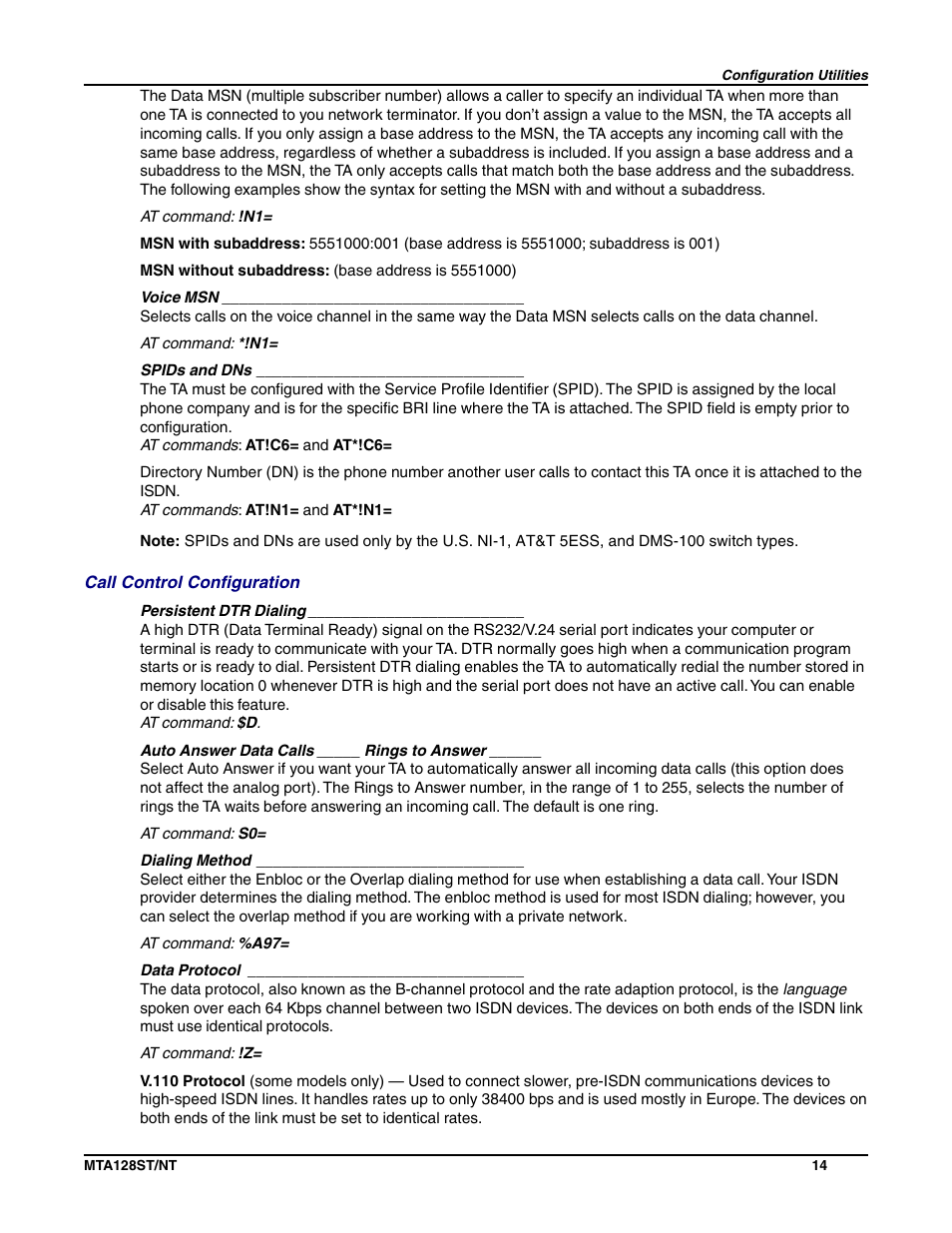 Multi-Tech Systems MTA128NT User Manual | Page 14 / 66