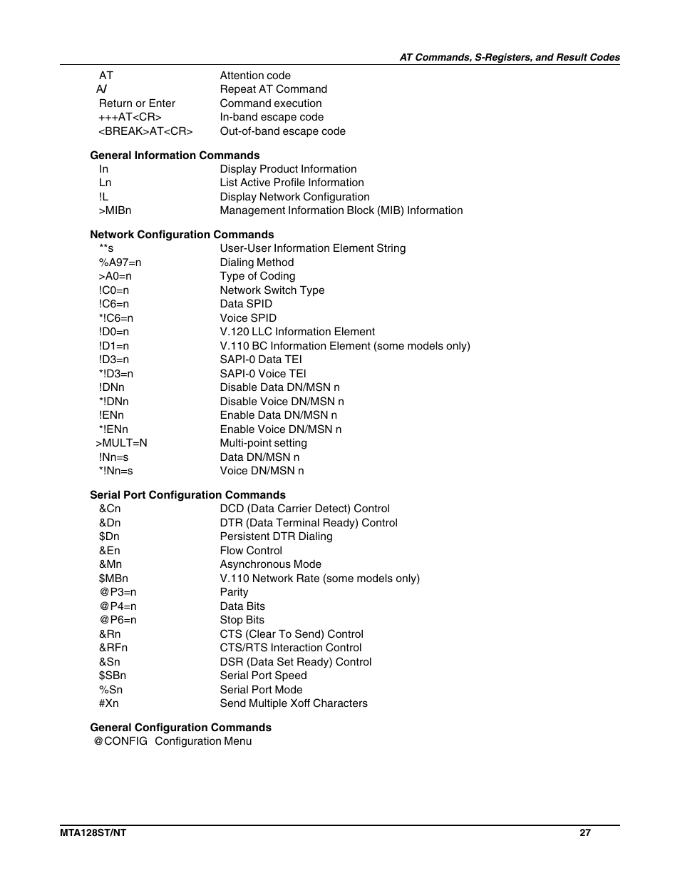 Multi-Tech Systems MTA128NT User Manual | Page 27 / 66