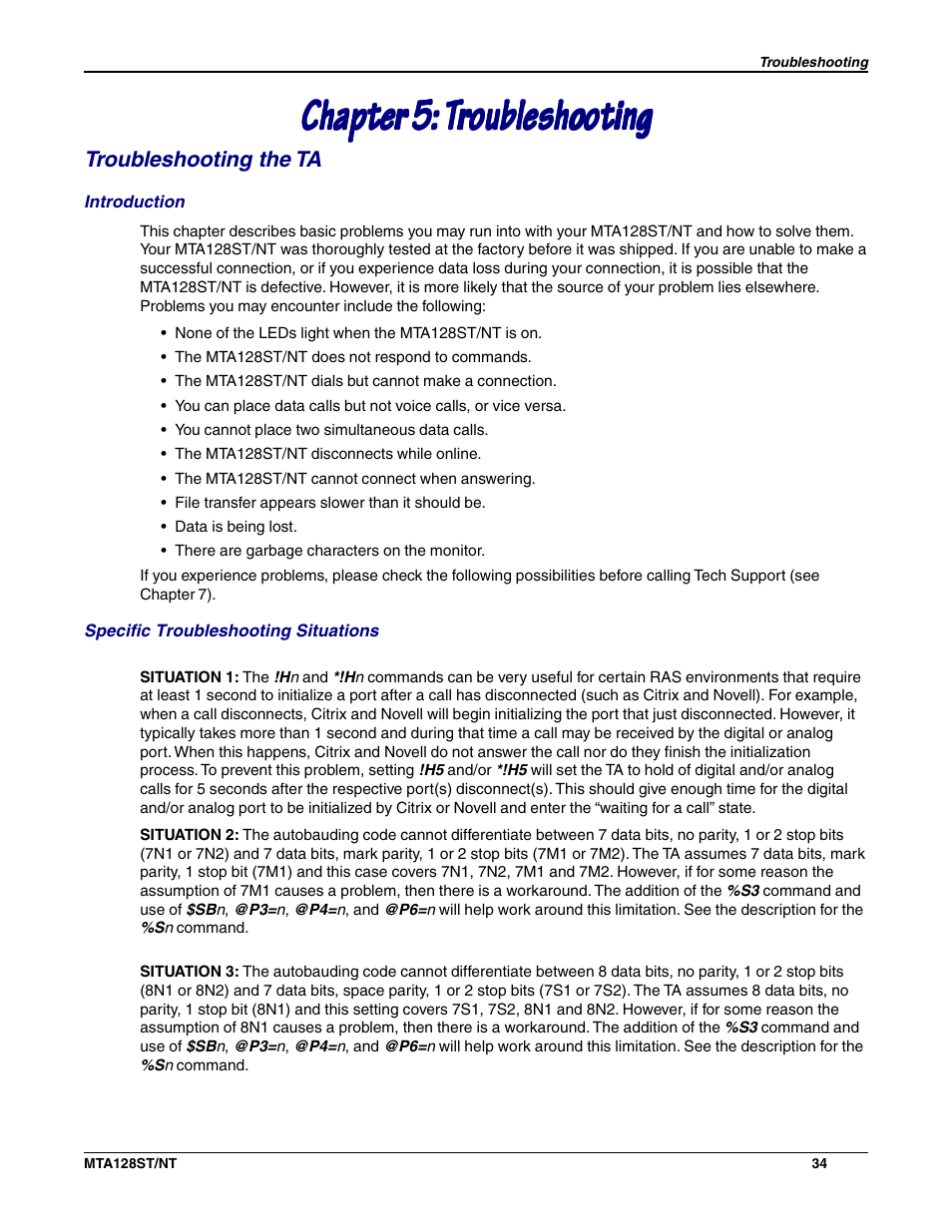 Multi-Tech Systems MTA128NT User Manual | Page 34 / 66
